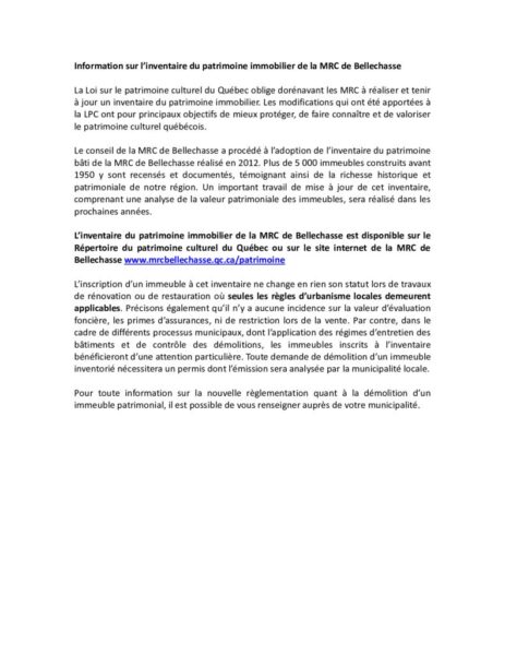 thumbnail of Texte information_journaux municipaux_inventaire patrimoine_MRC de Bellechasse