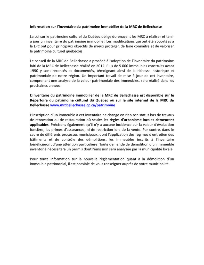 thumbnail of Texte information_journaux municipaux_inventaire patrimoine_MRC de Bellechasse